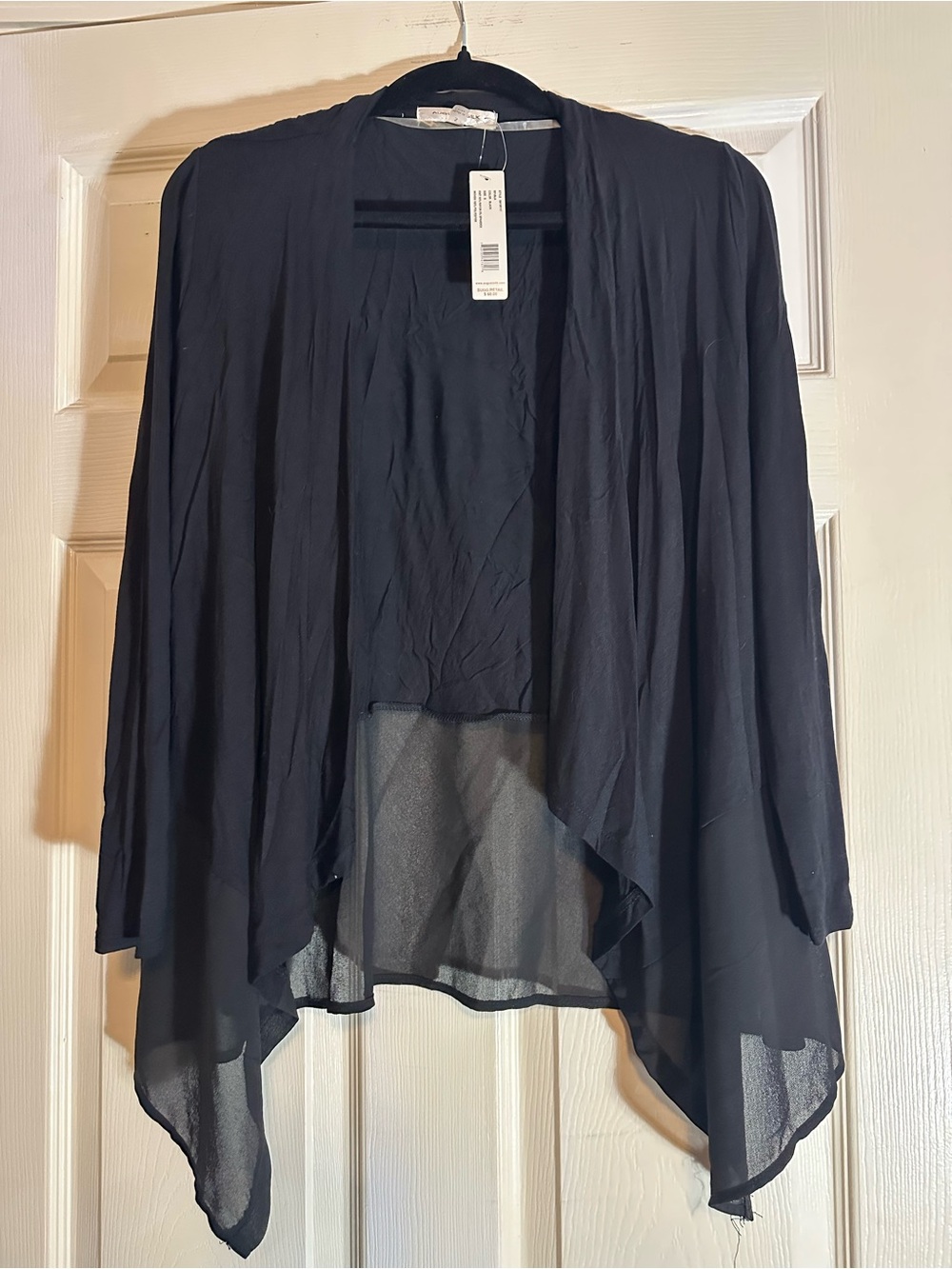 august silk Black Draped Open-Front Cardigan